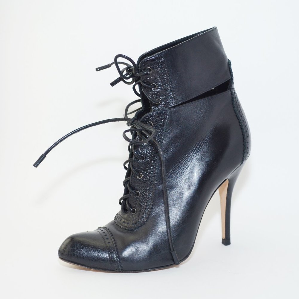 Gianvito Rossi Black Lace Up Ankle Boots 36.5/6.5